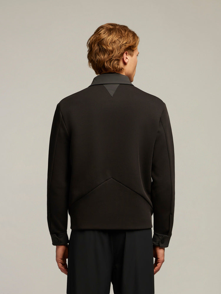 Giacca uomo nera elegante vista retro, stile moderno, abbigliamento maschile di qualità