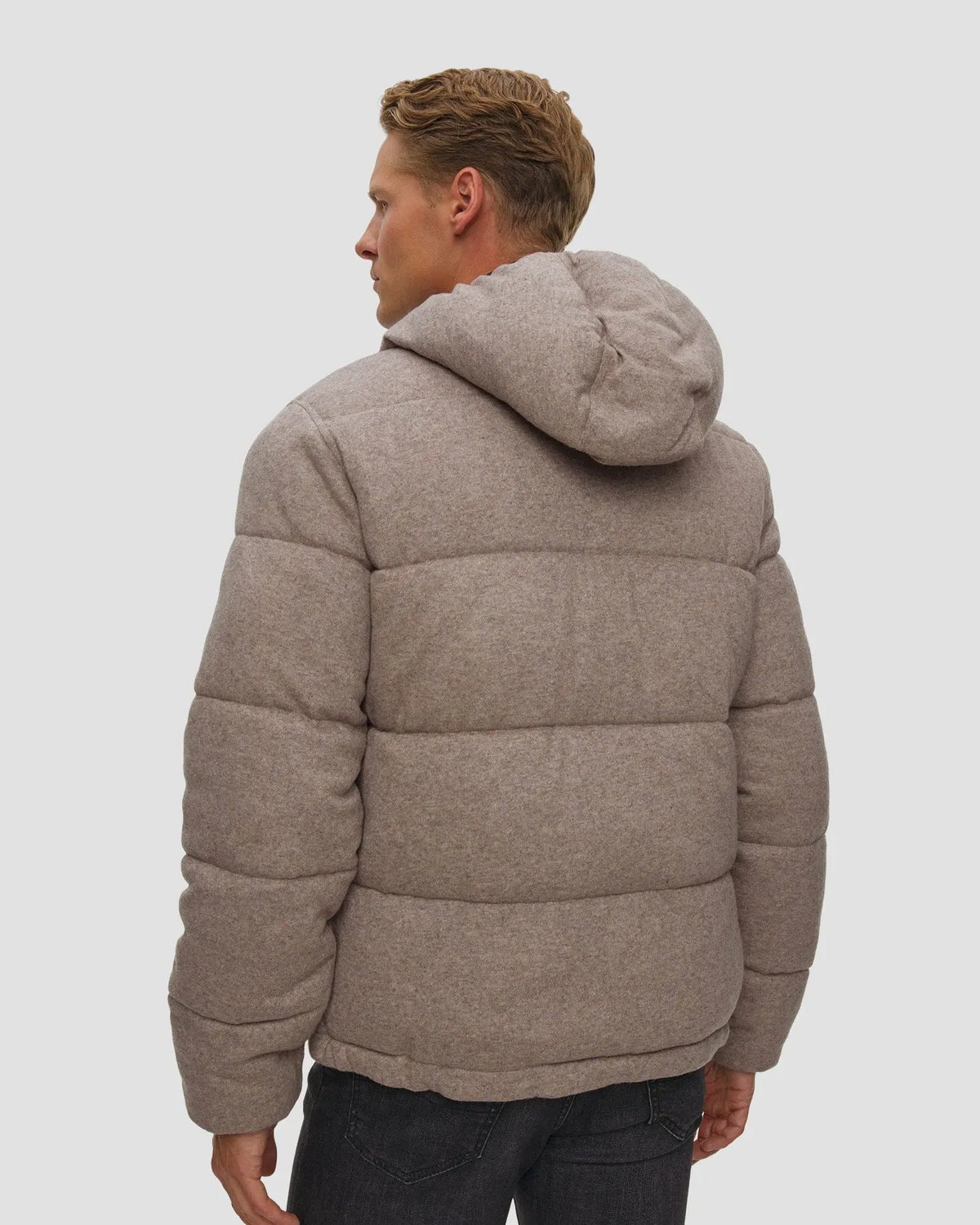 Giacca da uomo in lana con cappuccio Aeronautica Militare beige, vista laterale