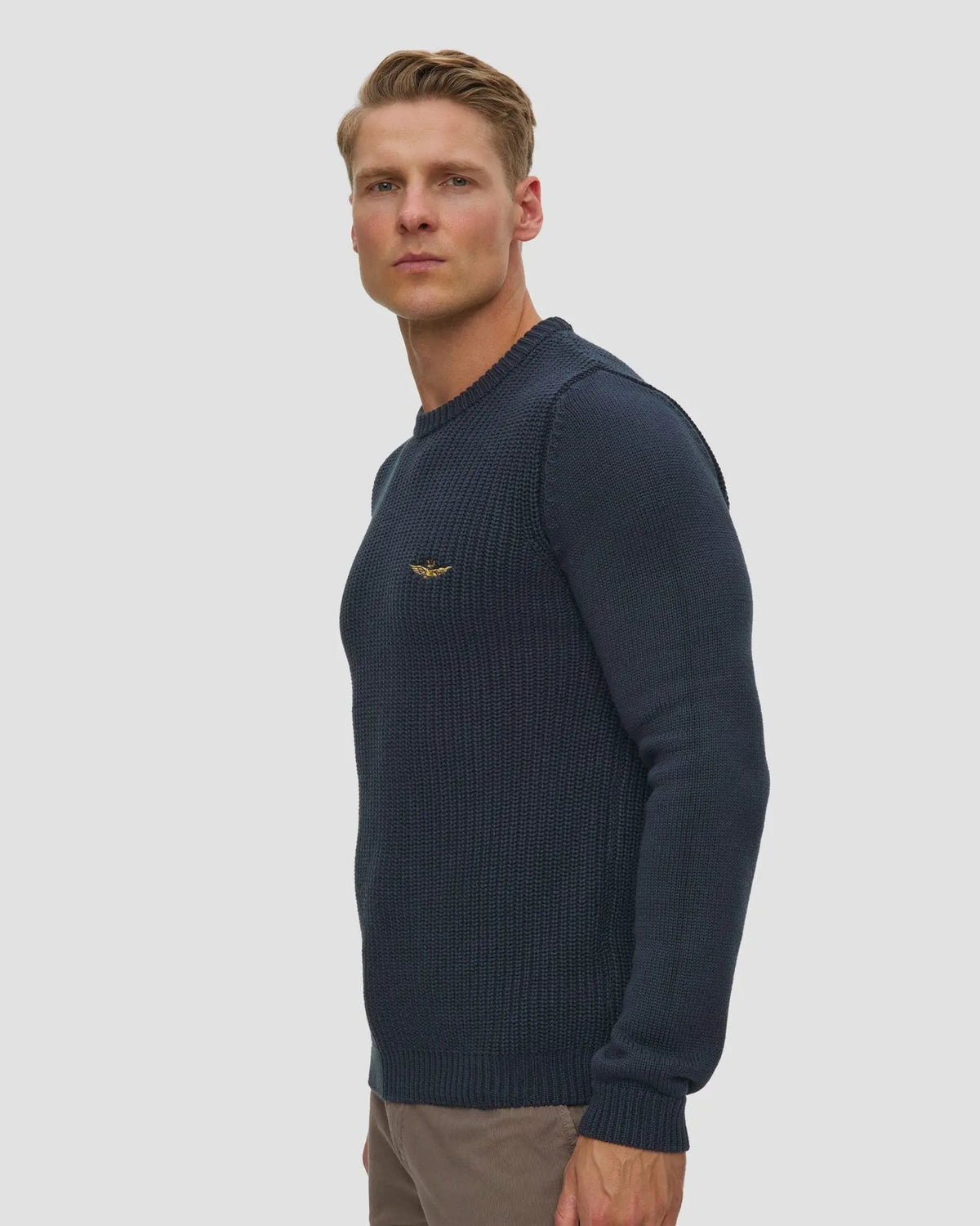 Maglia girocollo Aeronautica Militare 262MA1571UL00409 Blu - Dettaglio collo girocollo