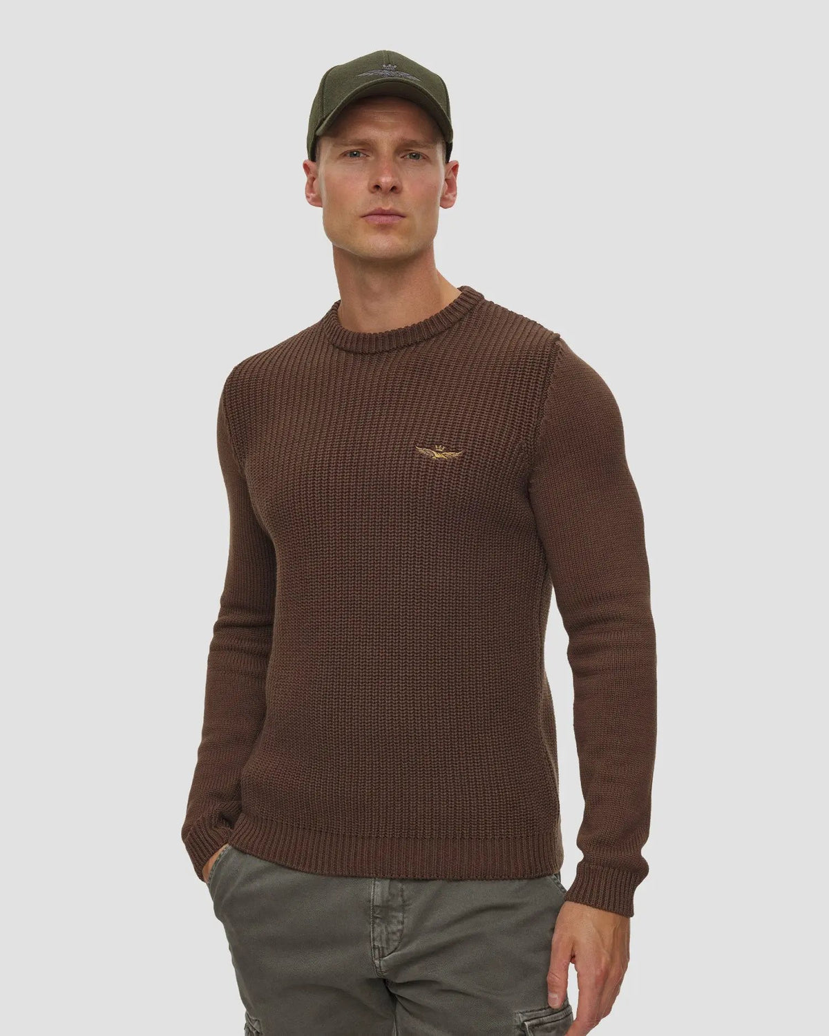 Maglia girocollo Aeronautica Militare 262MA1571UL00409 Chestnut Brown - Vista frontale