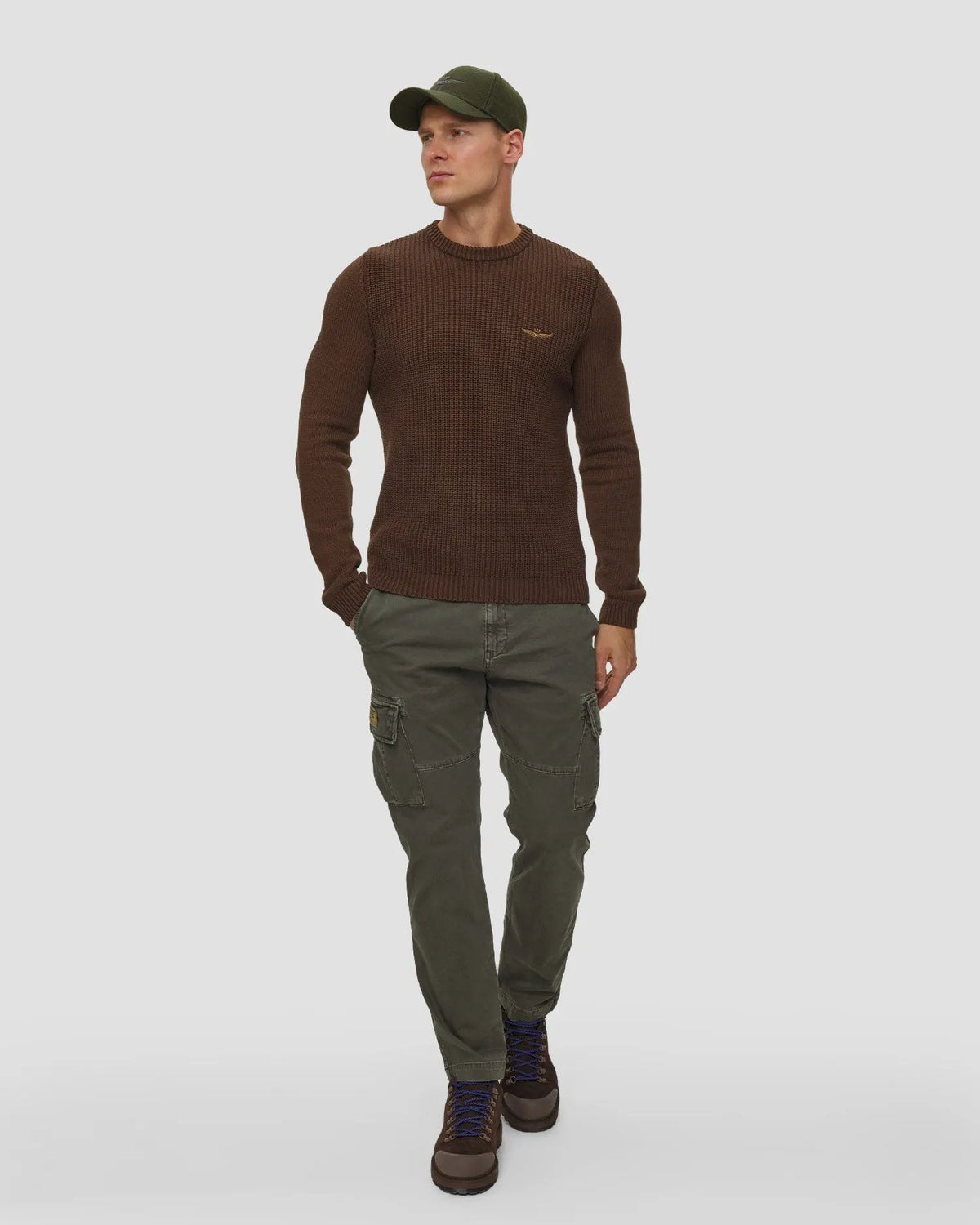 Maglia girocollo Aeronautica Militare 262MA1571UL00409 Chestnut Brown - Dettaglio manica