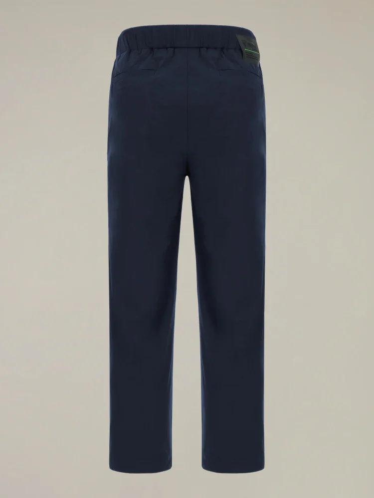 Pantaloni uomo blu scuro eleganti con elastico in vita e tasche posteriori, moda Made in Italy