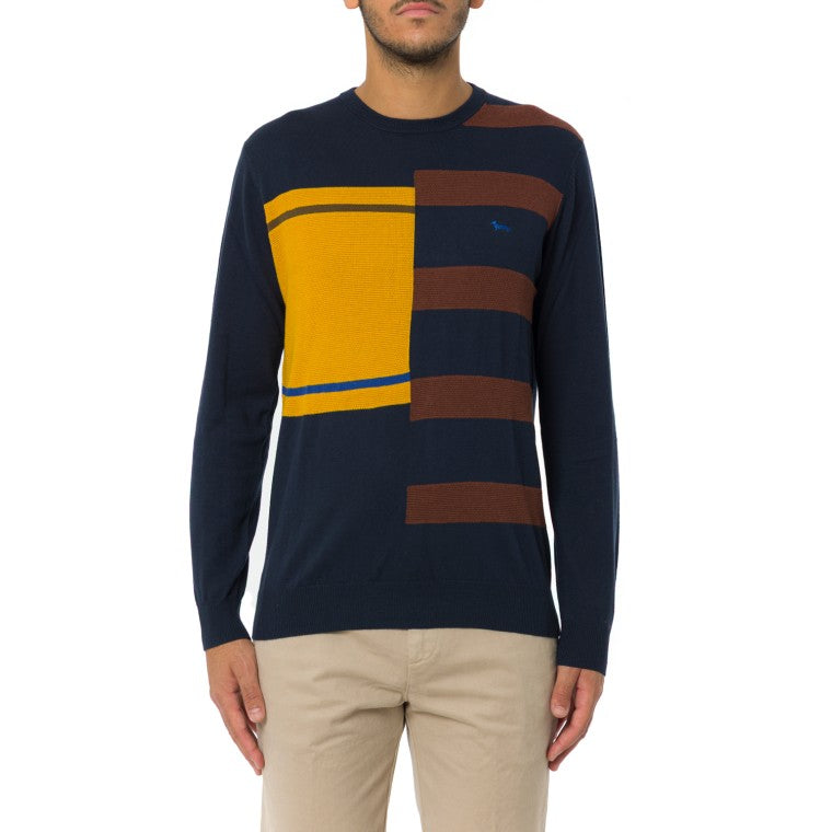 Harmont&Blaine HRP821030788 801  KNIT PARICOLLO COLOR BLOCK RIGHE SPEZZATE