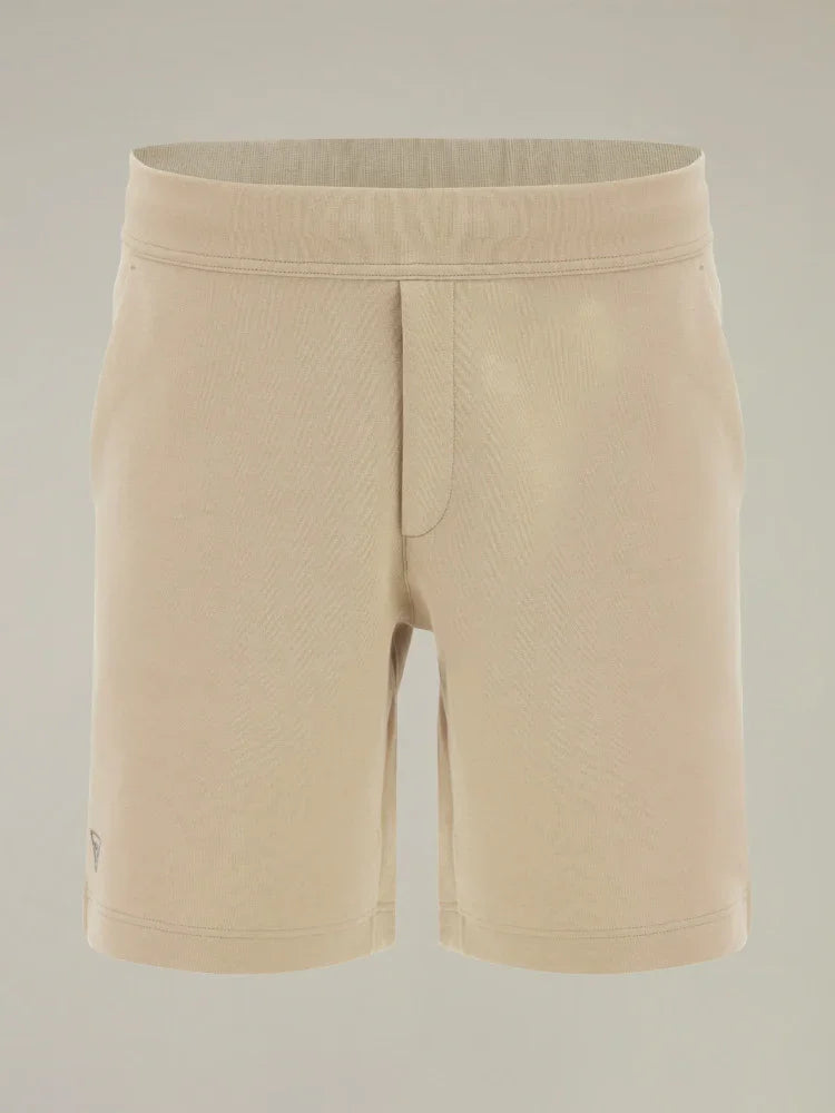 Pantaloncini uomo beige in cotone, modello casual, elastico in vita, abbigliamento estivo