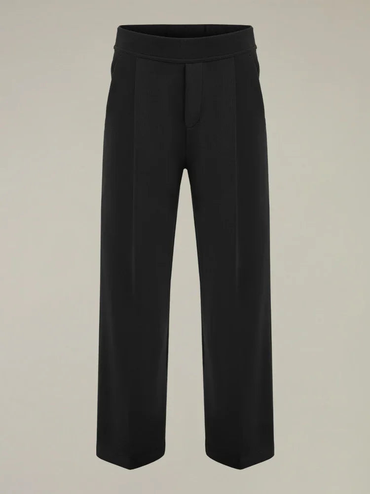 Pantaloni neri uomo eleganti taglio dritto, vita elasticizzata, stile moderno