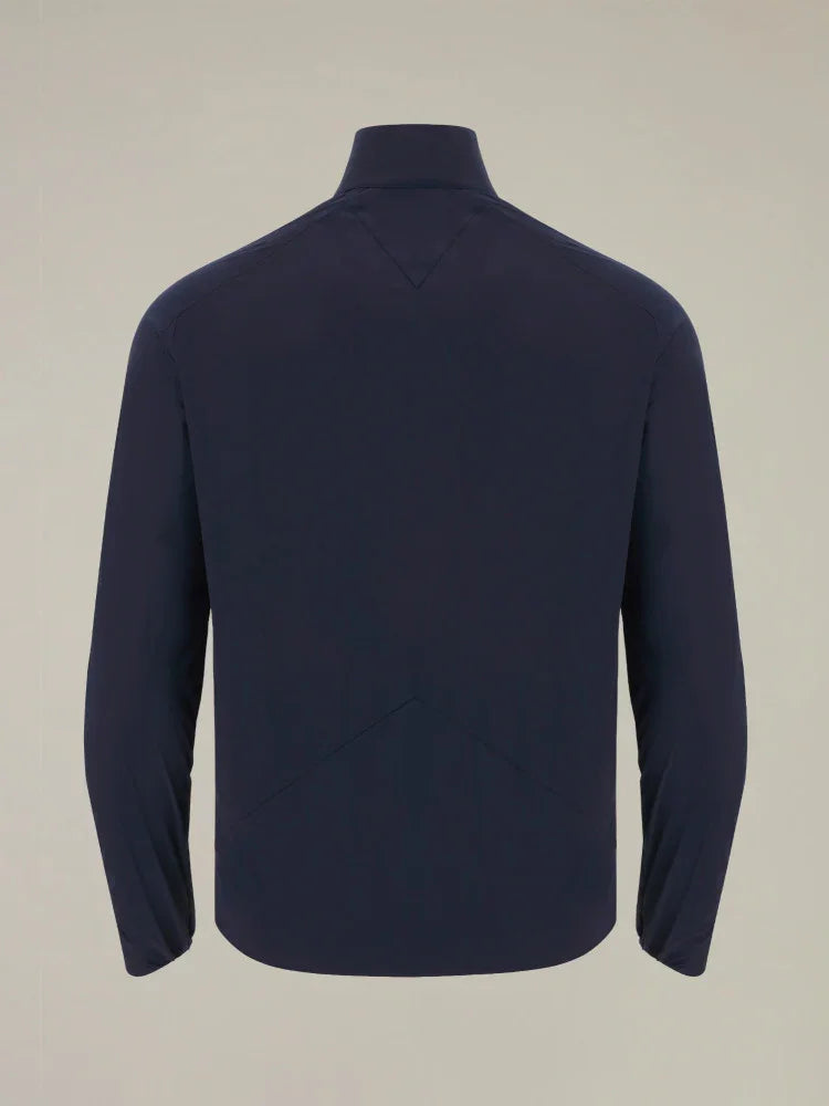 Giacca uomo blu navy vista posteriore, stile moderno, abbigliamento elegante