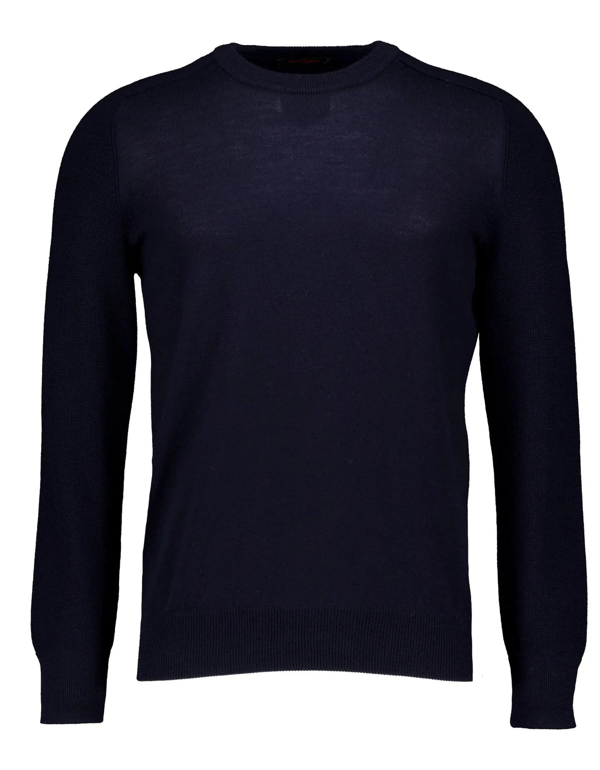 Maglione uomo blu scuro a maniche lunghe, girocollo, design minimalista, moda elegante