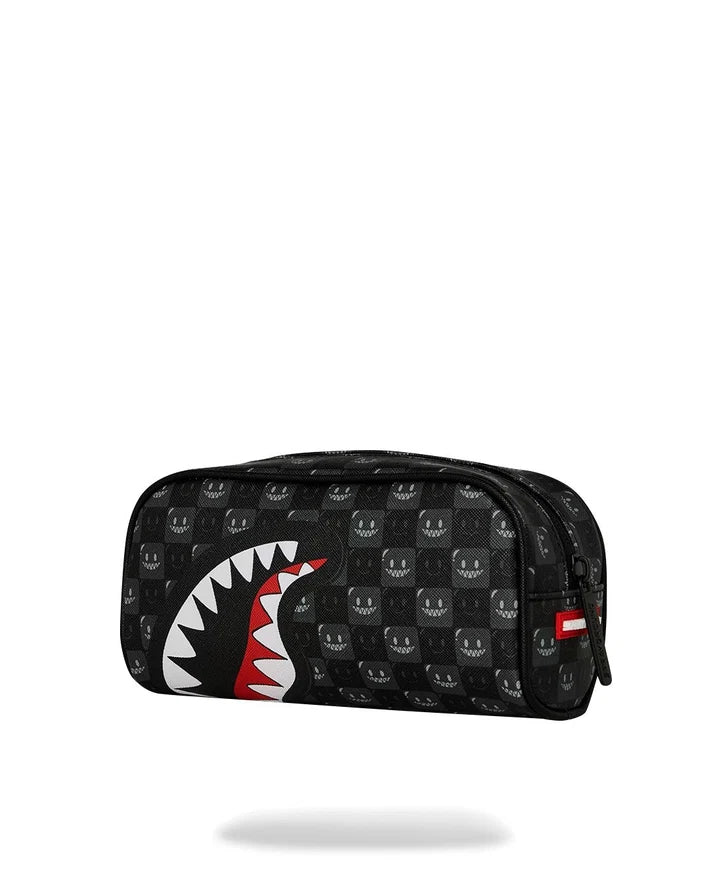 SPRAYGROUND B9316 CLUTCH SHARKS IN PARIS WTF BUBBLY BLACK CHECK POUCH