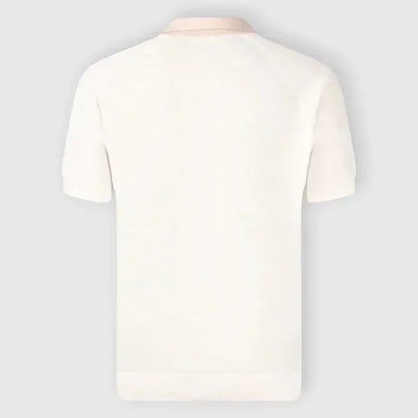 Maglia polo uomo manica corta panna, retro, stile elegante, abbigliamento estivo
