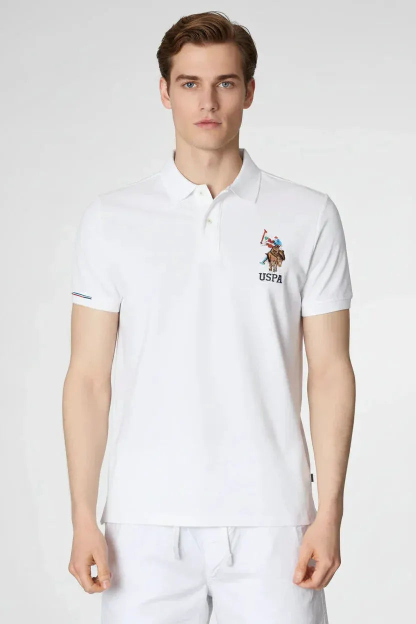 U.S. Polo Assn. Fill Polo Uomo Piqué Logo Ricamato Bianco by U.S. POLO ASSN.
