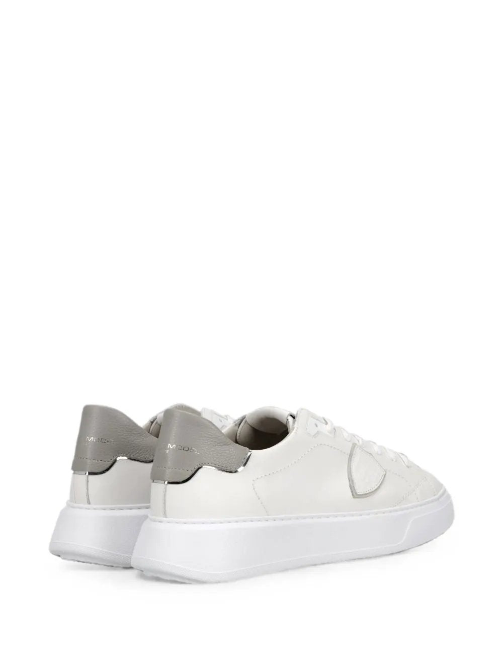 Sneakers Philippe Model Temple BTLU VZ02 Bianco Grigio - Vista posteriore con talloncino a contrasto