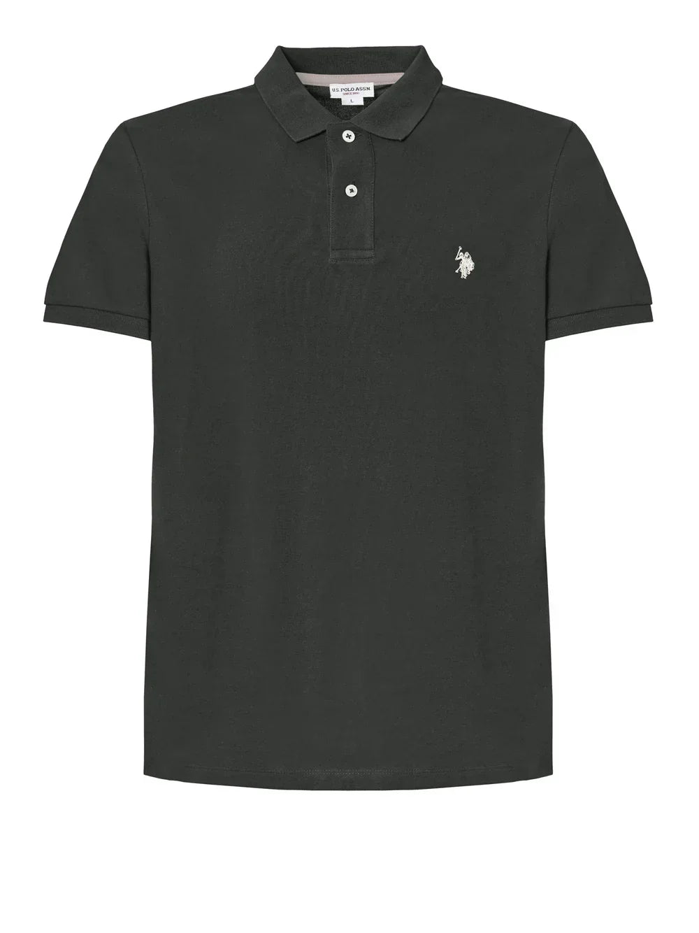 Polo uomo nera manica corta con logo ricamato, stile casual elegante