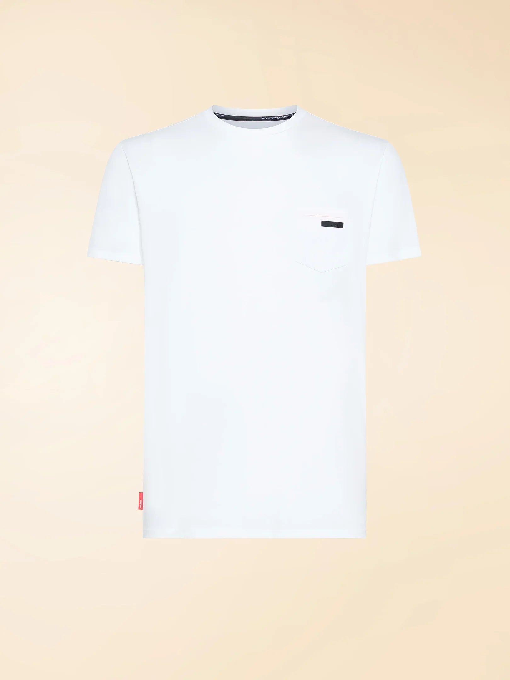 T-shirt bianca da uomo con taschino, stile minimal, moda casual estiva