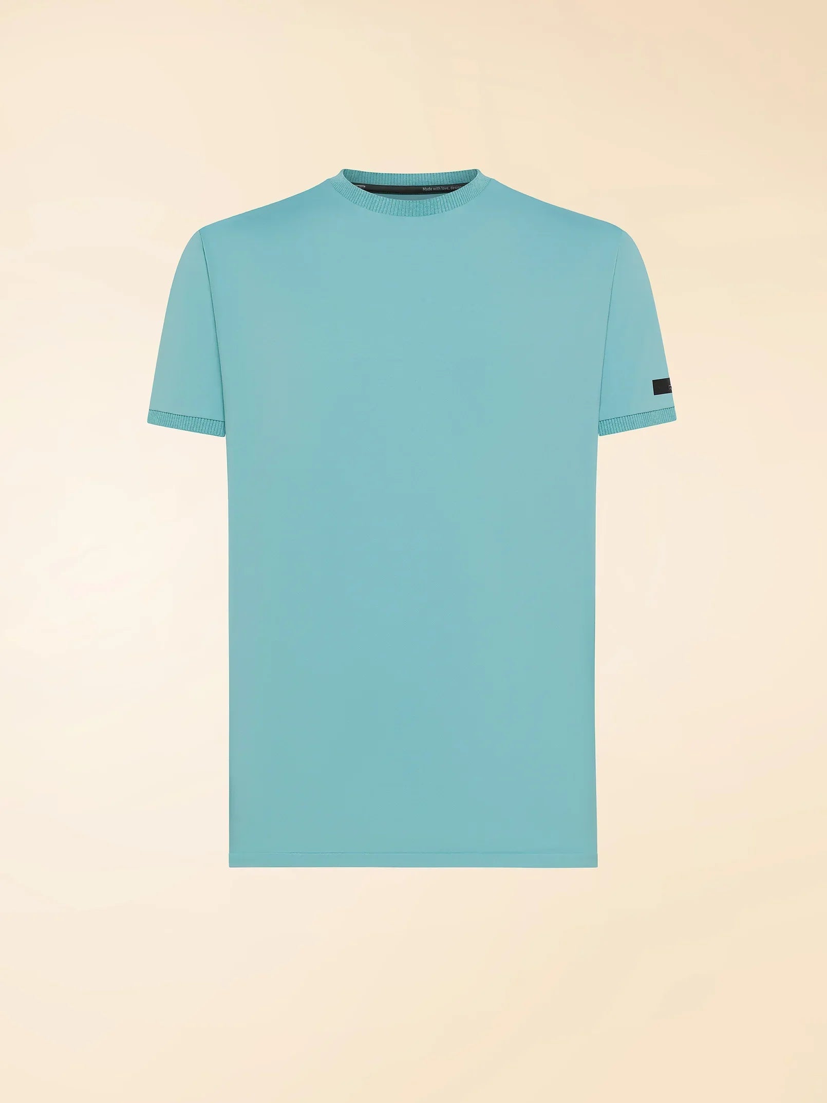 T-shirt uomo azzurra a maniche corte con girocollo, stile moderno minimal