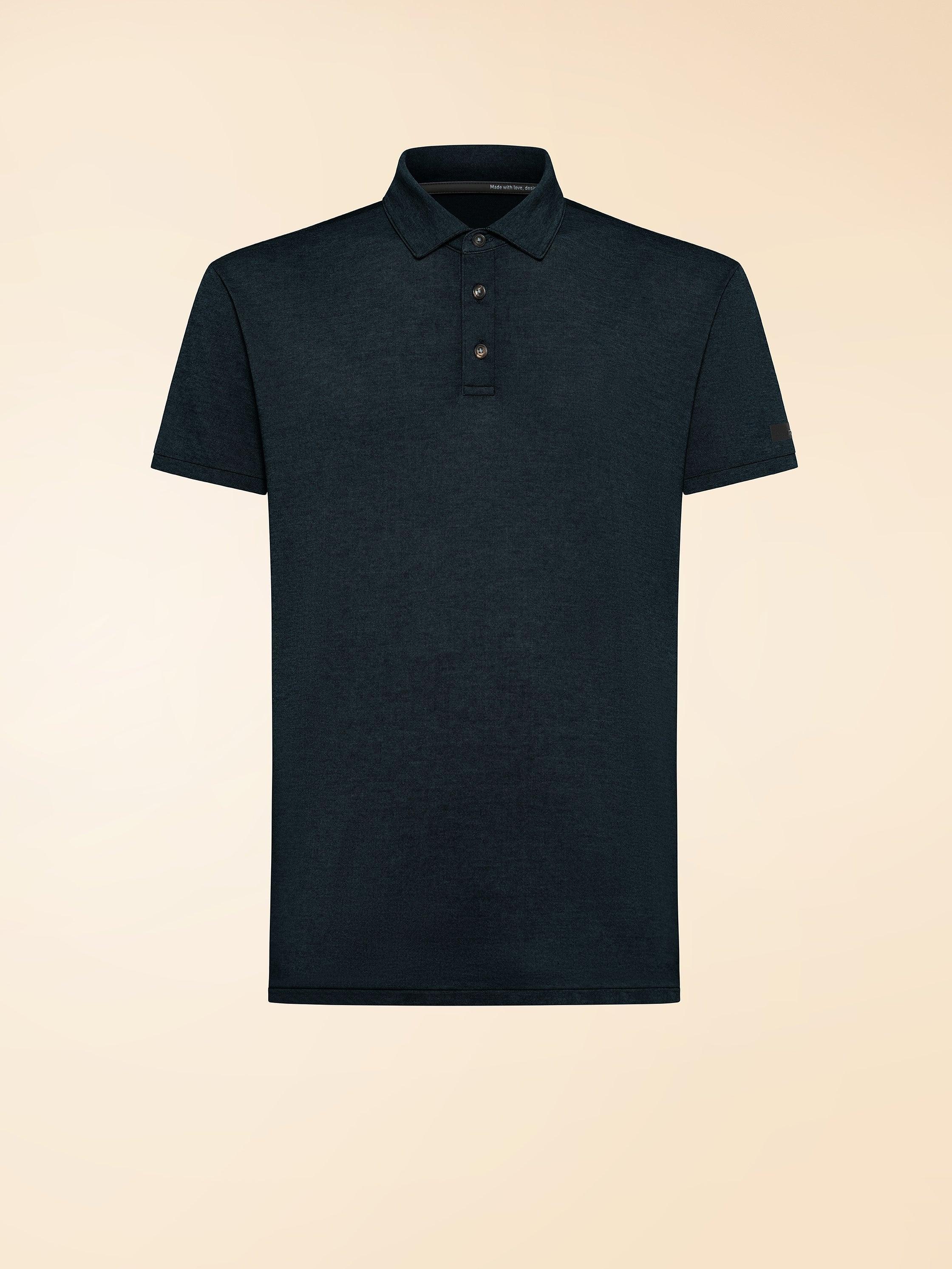 Polo uomo nera a manica corta con bottoni, stile casual elegante, collezione moda uomo