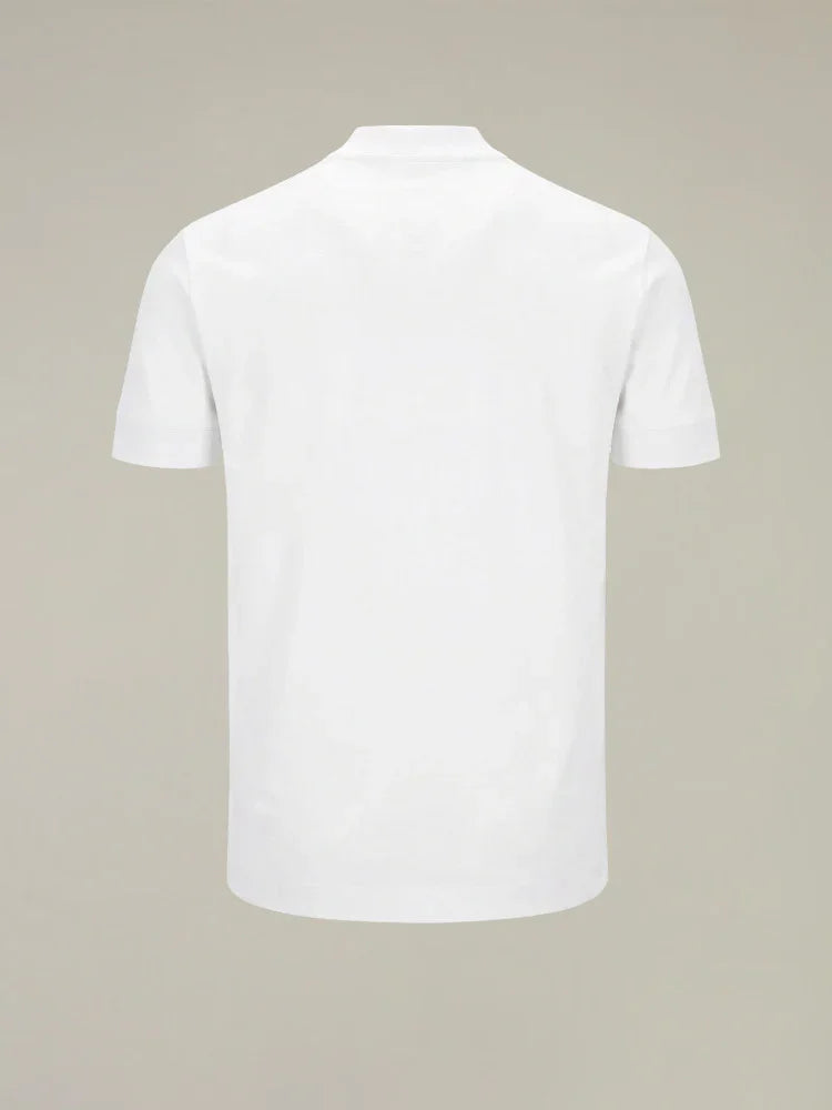 Polo bianca uomo in cotone vista posteriore, maniche corte, stile casual elegante