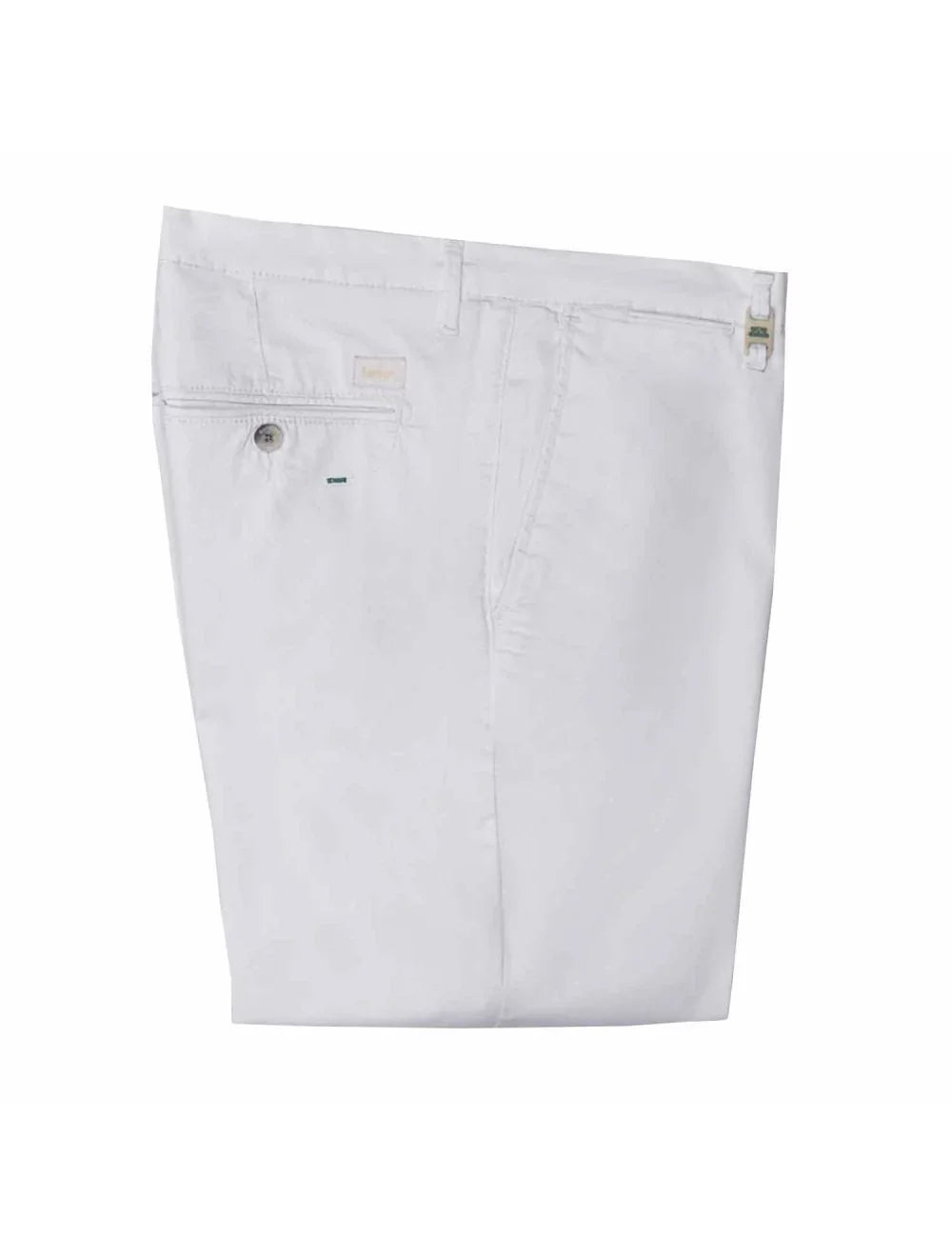Pantaloni uomo eleganti bianchi, tasca posteriore con bottone, stile classico