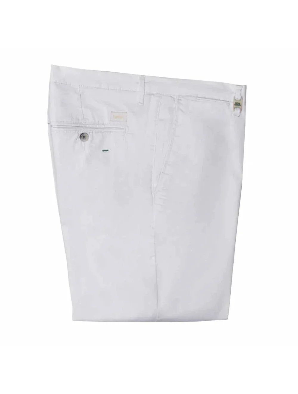Pantaloni uomo eleganti bianchi, tasca posteriore con bottone, stile classico