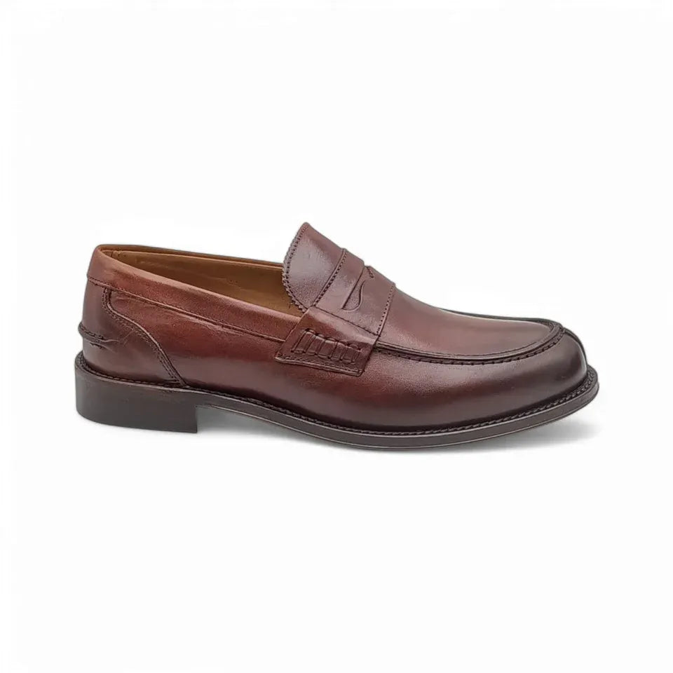EXTON 102 VITELLO LEGNO MOCASSINO SUOLA CUOIO CON OVALE