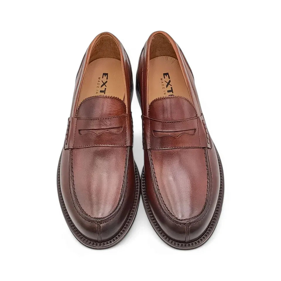 EXTON 102 VITELLO LEGNO MOCASSINO SUOLA CUOIO CON OVALE