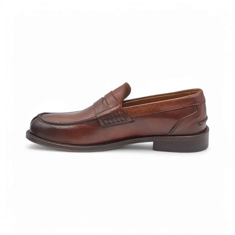 EXTON 102 VITELLO LEGNO MOCASSINO SUOLA CUOIO CON OVALE