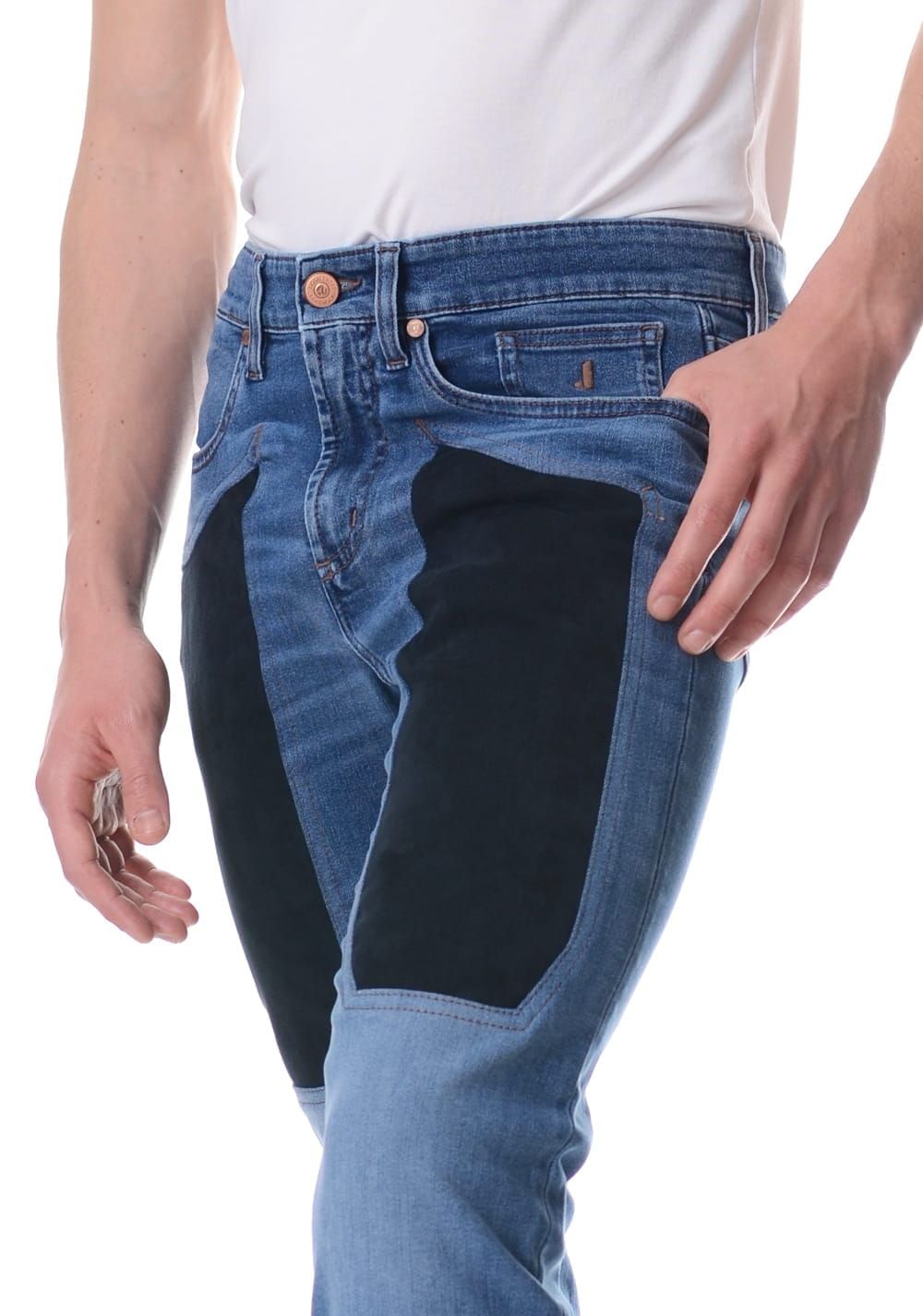 JECKERSON PA077JOHN002 DNDTFDENI021 D071D JEANS DENIM STONE W ALCANTARA BLU