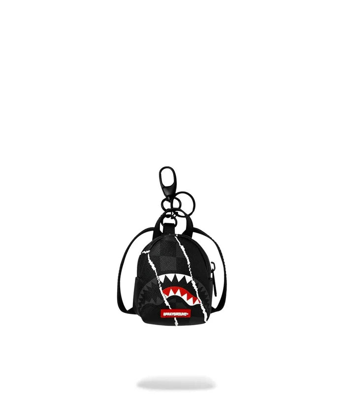 SPRAYGROUND K9352 KEYCHAIN CENTER RIP REVEALING GRAY CHECK BKPBCK