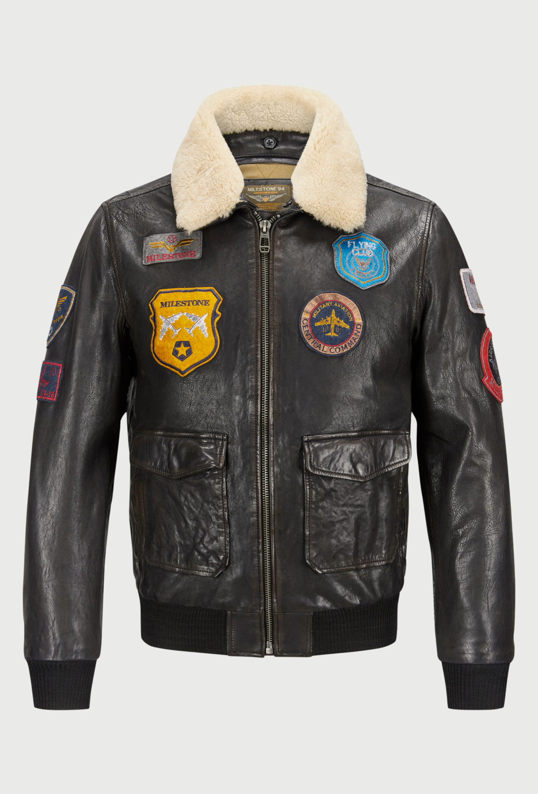 Milestone Blouson Aviatore MSMatti Pelle Cuoio - Vista frontale e-commerce