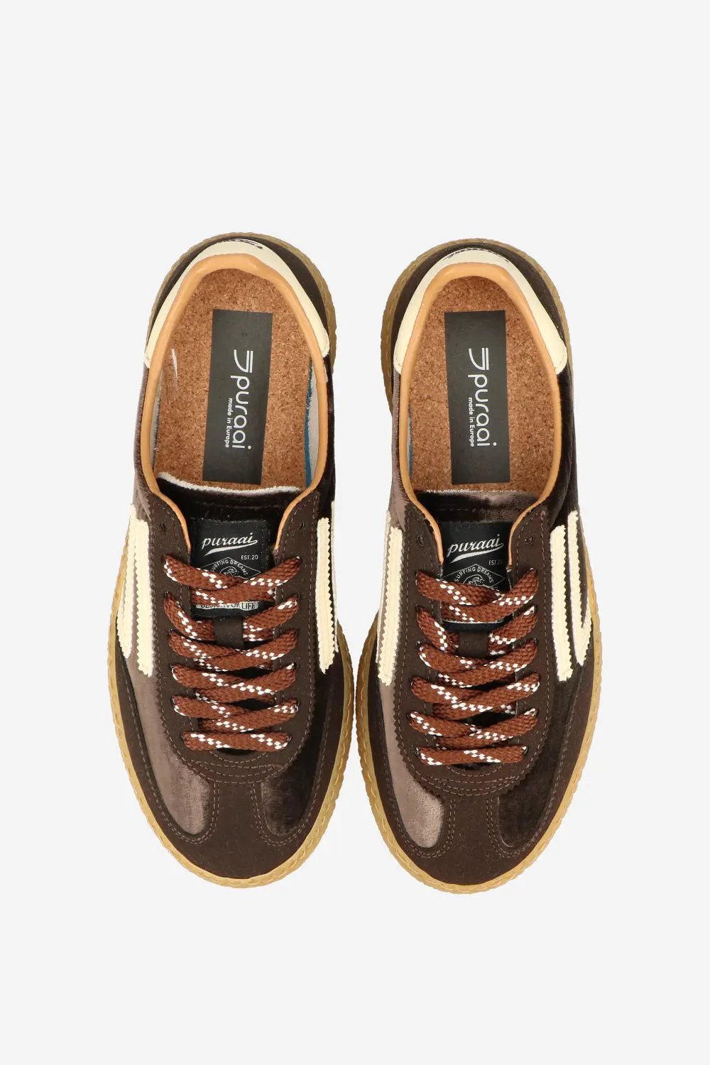 PURAAI PU601X-023 Sneaker 6.01 XS Figue - Vista dall'alto e dettagli tomaia