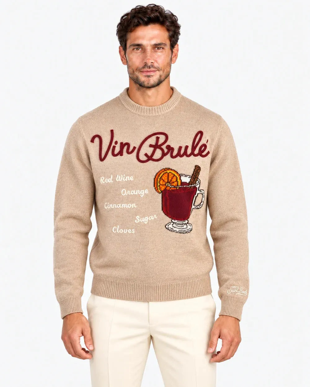 SAINT BARTH HERON HER0001 / 00407M SWEATER DRINK VIN BRULE 11 EMB by SAINT BARTH
