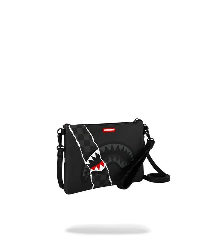 SPRAYGROUND B9350 CLUTCH CENTER RIP REVEALING GRAY CHECK CROSSOVER CLUTCH
