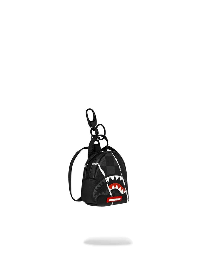 SPRAYGROUND K9352 KEYCHAIN CENTER RIP REVEALING GRAY CHECK BKPBCK