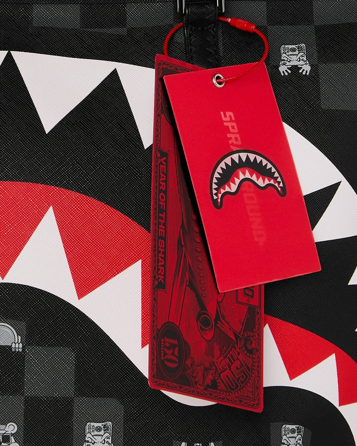 SPRAYGROUND T8916 SHOPPING BAG GRAY PEEKING CHARACTER CHECK TOTE