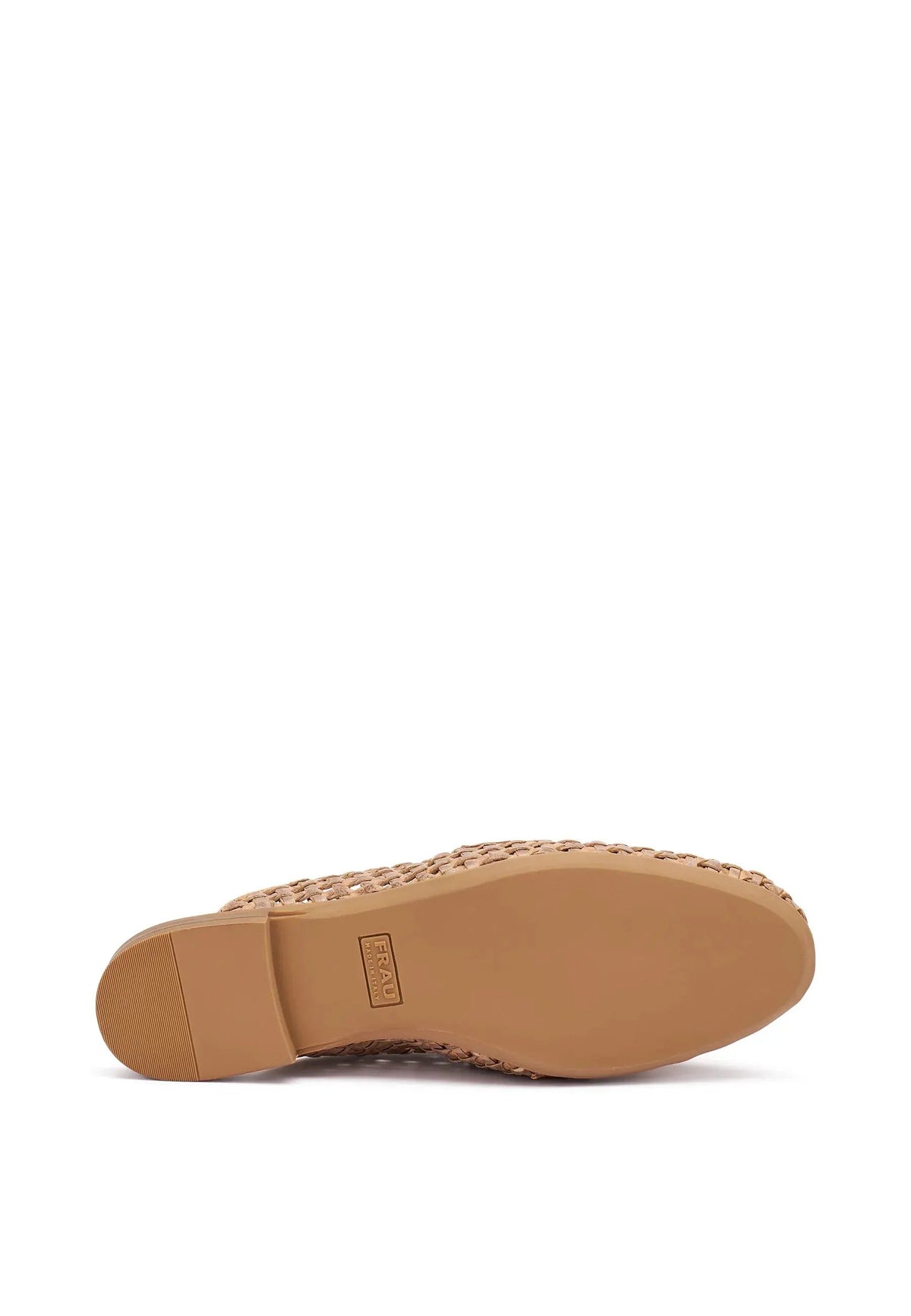 Suola in gomma beige di mocassino intrecciato da donna, dettaglio fondo antiscivolo