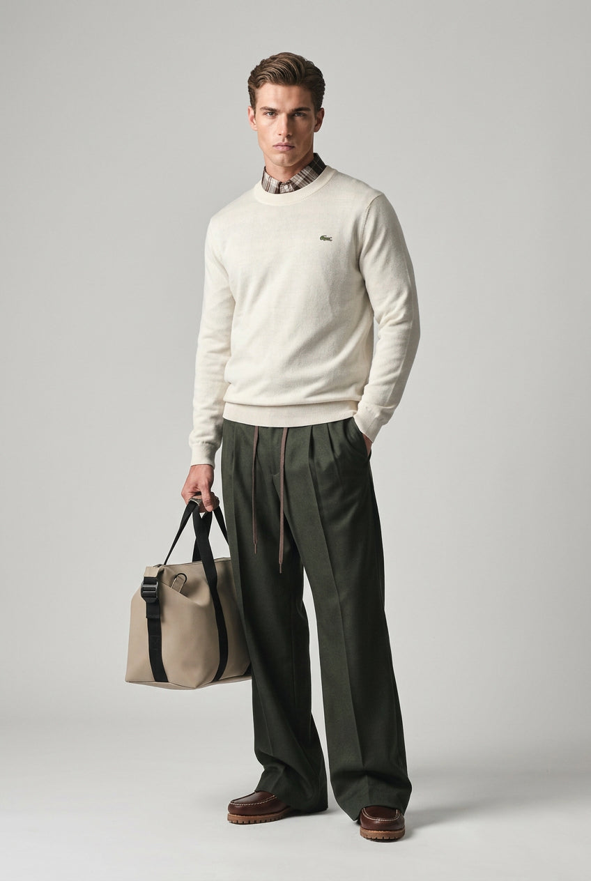 LACOSTE AH3225 XFJ PULLOVER Panna - dettaglio collo