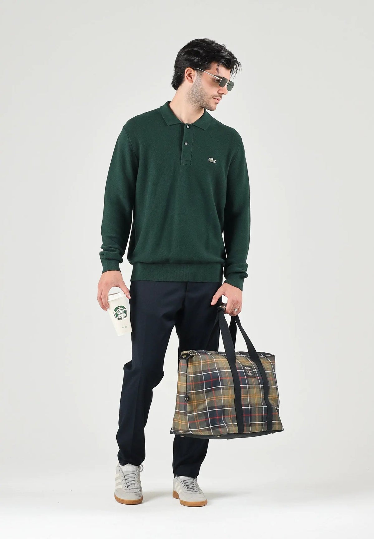 LACOSTE Polo manica lunga verde da uomo con colletto classico AH9904 YZP LACOSTE