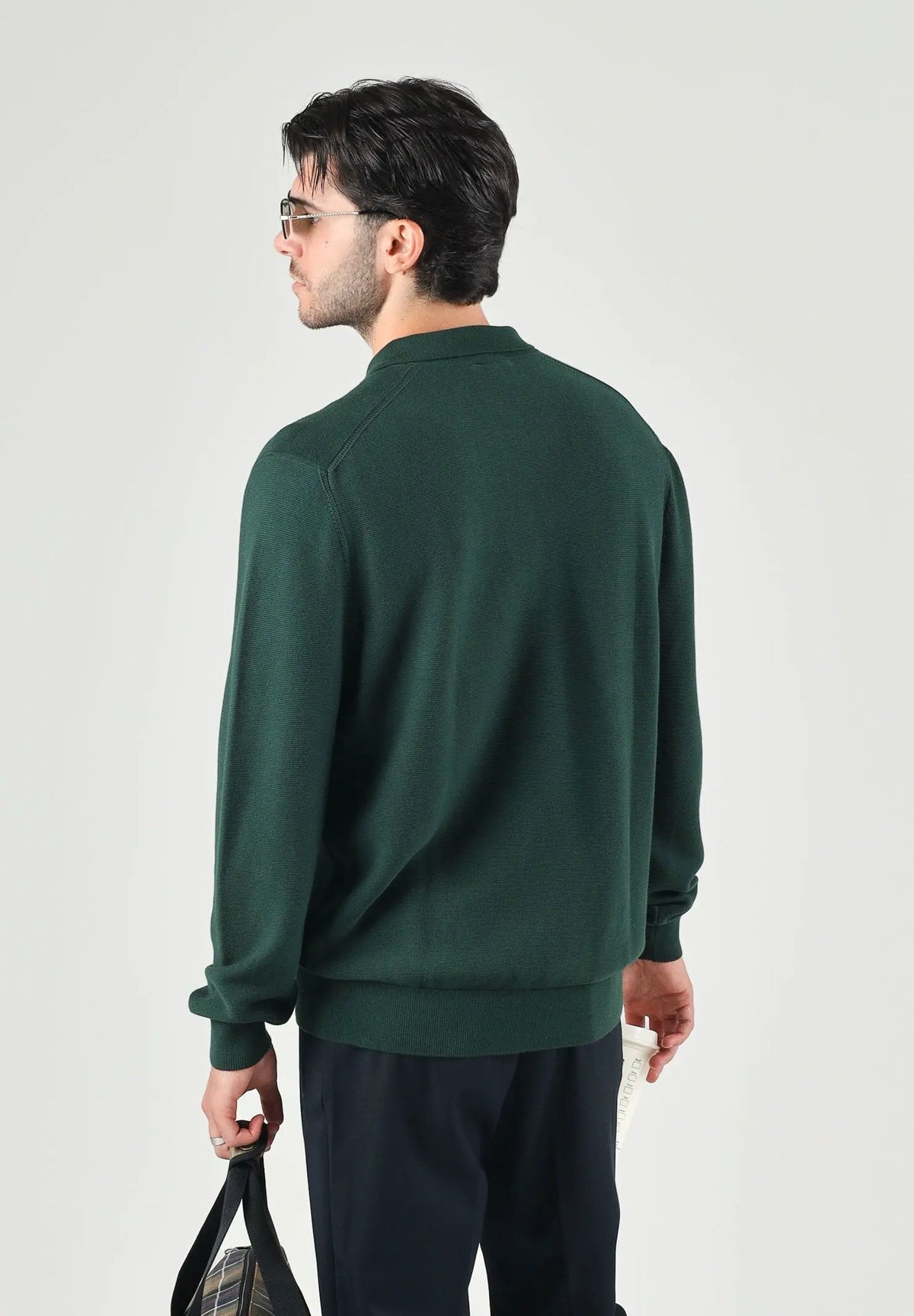 LACOSTE Polo manica lunga verde da uomo con colletto classico AH9904 YZP LACOSTE