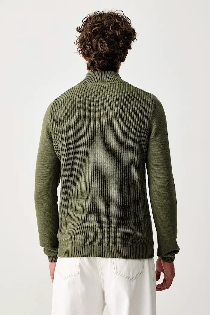 Aeronautica Militare Maglia Collo Alto con Bottoni Petrol Green - Vista Posteriore