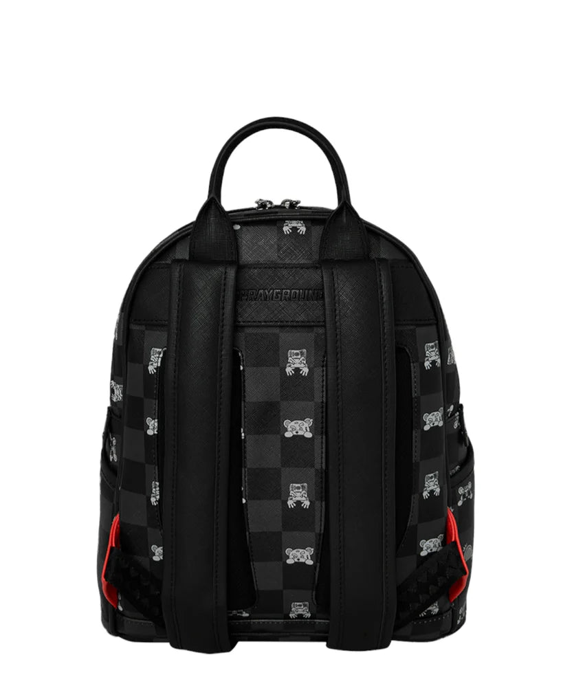 SPRAYGROUND B8908 BACKPACK GRAY PEEKING CHARACTER CHECK SAVAGE