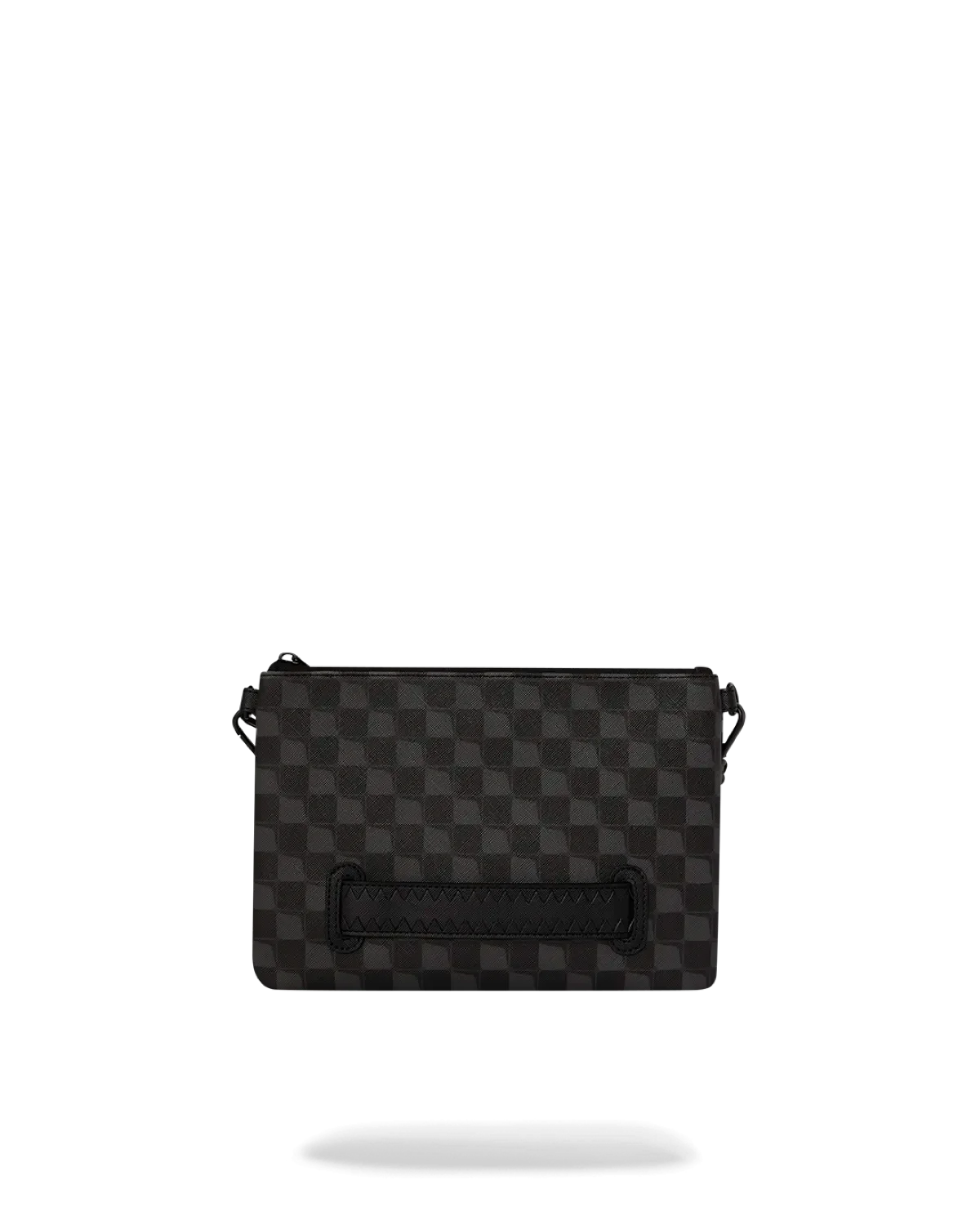 Borsa uomo a tracolla nera, motivo a scacchi, design elegante, accessorio moda