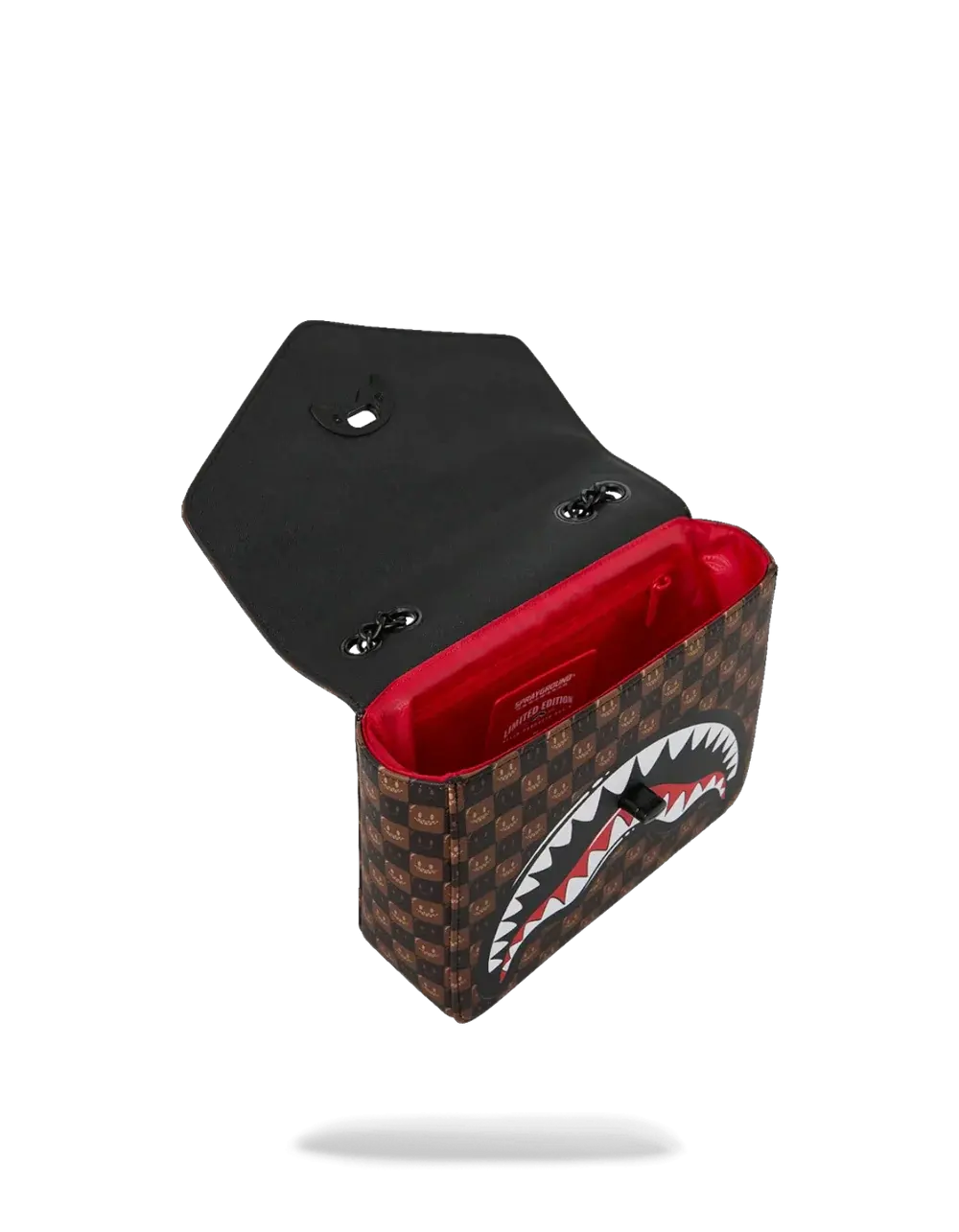 SPRAYGROUND B9310 HAND BAG SHARKS IN PARIS WTF BUBBLE BROWN CHECK HANDBAG by SPRAYGROUND