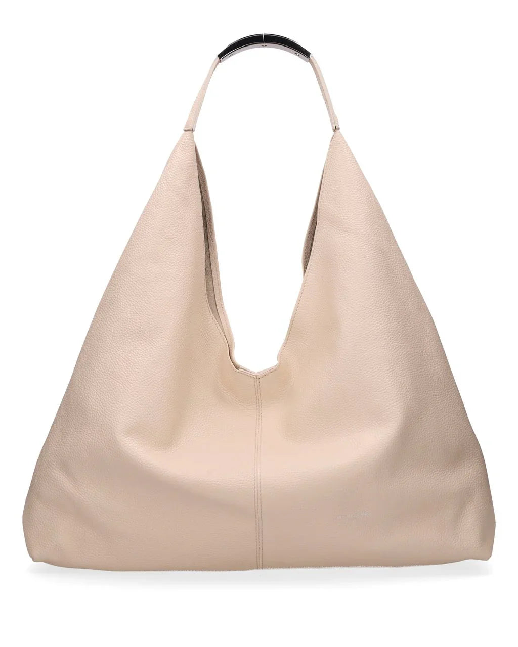 Borsa a spalla donna beige in pelle morbida, stile moderno, accessorio moda elegante.