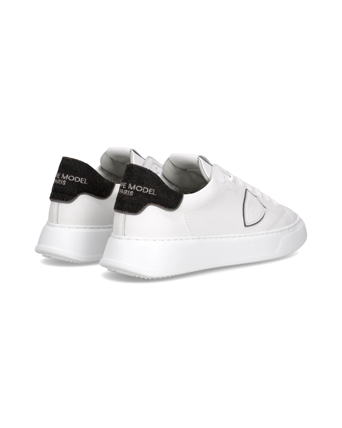 PHILIPPE MODEL BTLU VVC1  SNEAKER TEMPLE LOW VEAU CRACKLE' BLANC NOIR