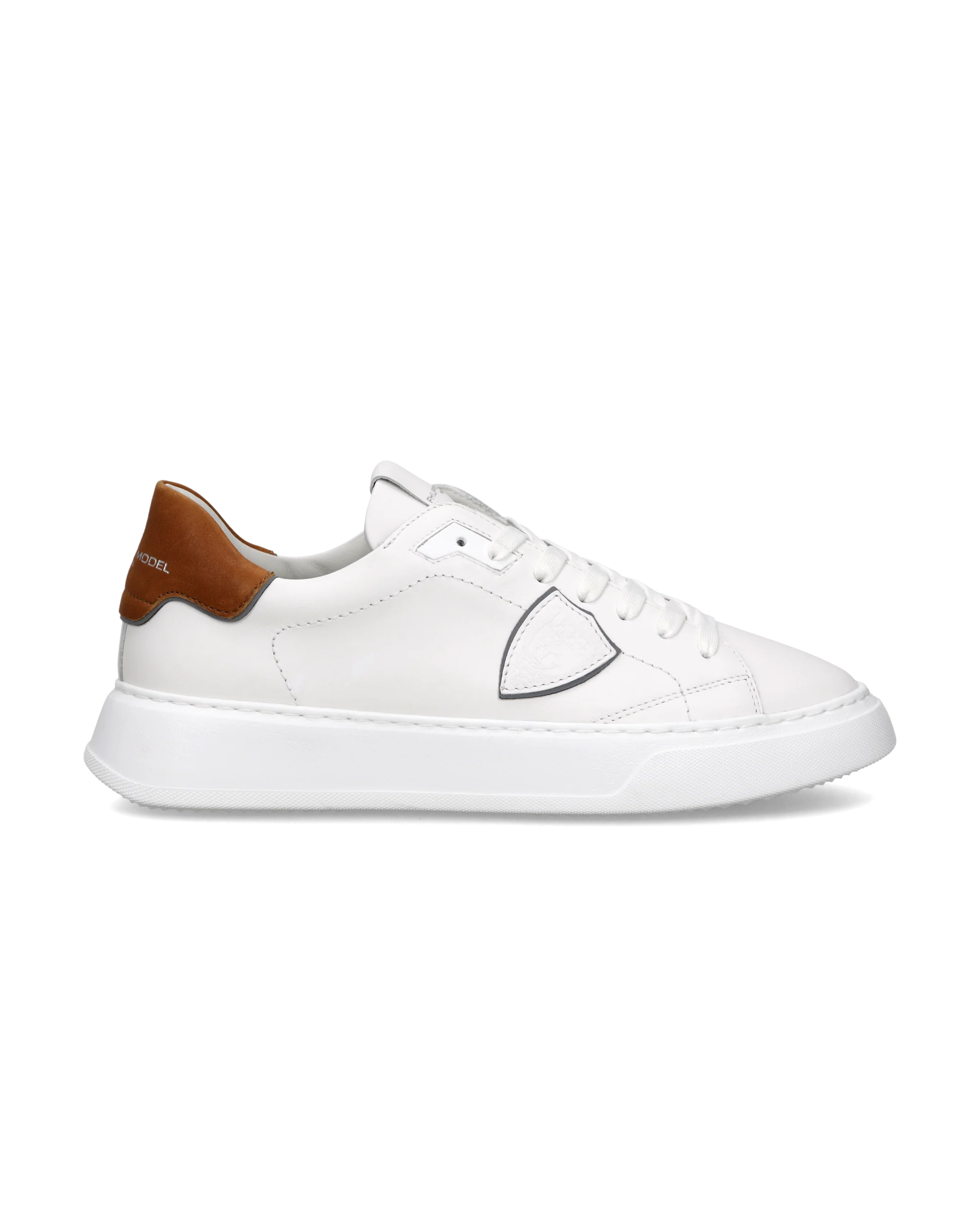 PHILIPPE MODEL BTLU VW03  SNEAKER TEMPLE LOW VEAU WEST_BLANC COGNAC
