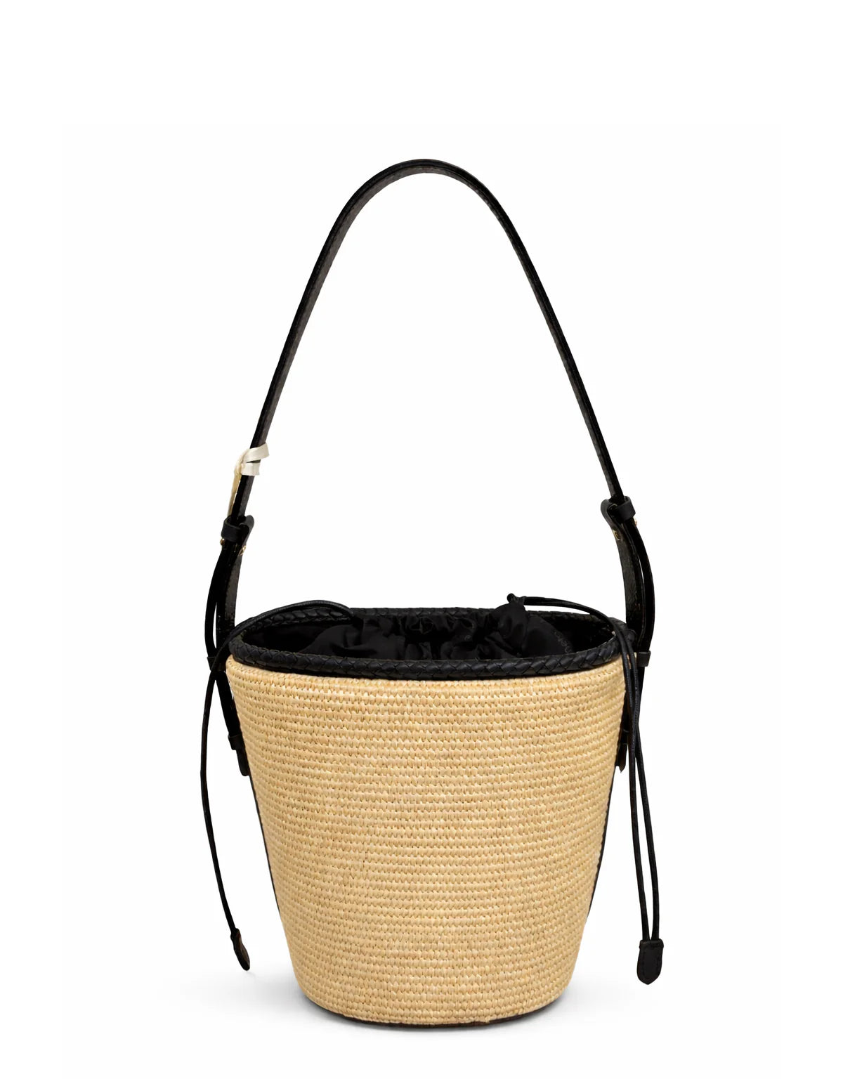 Pelletteria Veneta P26821-NERO STRAW BUCKET HAND BAG