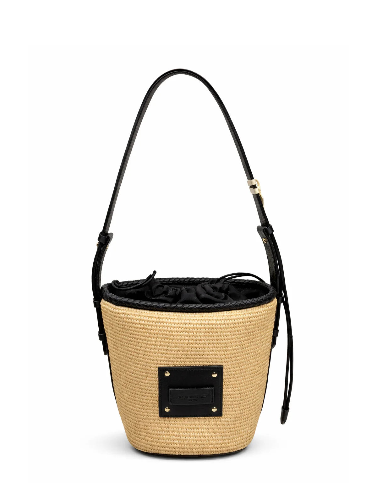 Pelletteria Veneta P26821-NERO HAND BAG Secchiello in paglia