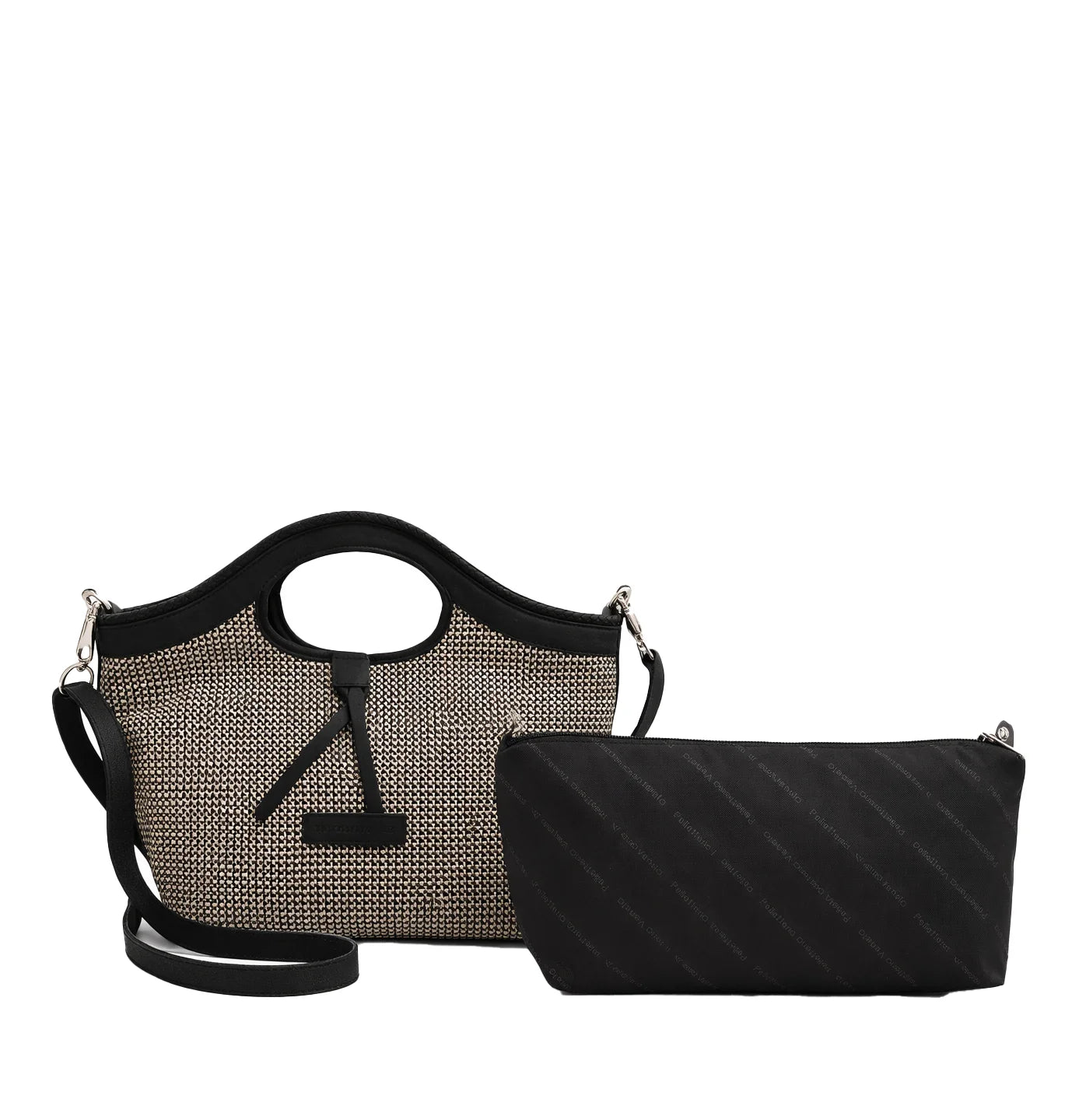 Pelletteria Veneta P26824-NERO HAND BAG Borsa a mano grande in paglia intrecciata e vaschetta