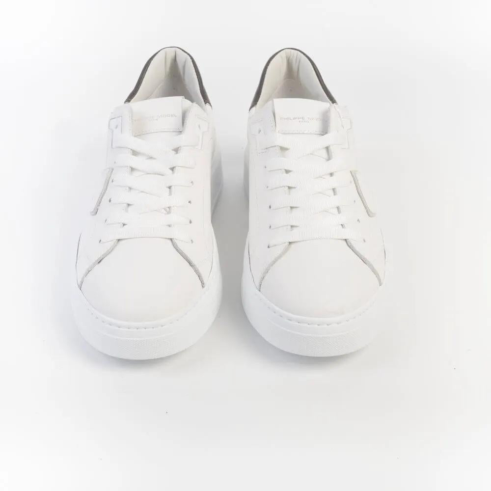 Philippe Model Temple Low BTLU VZ01 Bianco Marrone - Vista frontale con lacci cerati