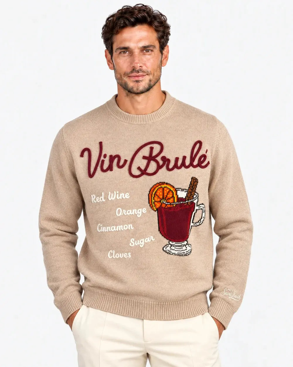 SAINT BARTH HERON HER0001 / 00407M SWEATER DRINK VIN BRULE 11 EMB by SAINT BARTH