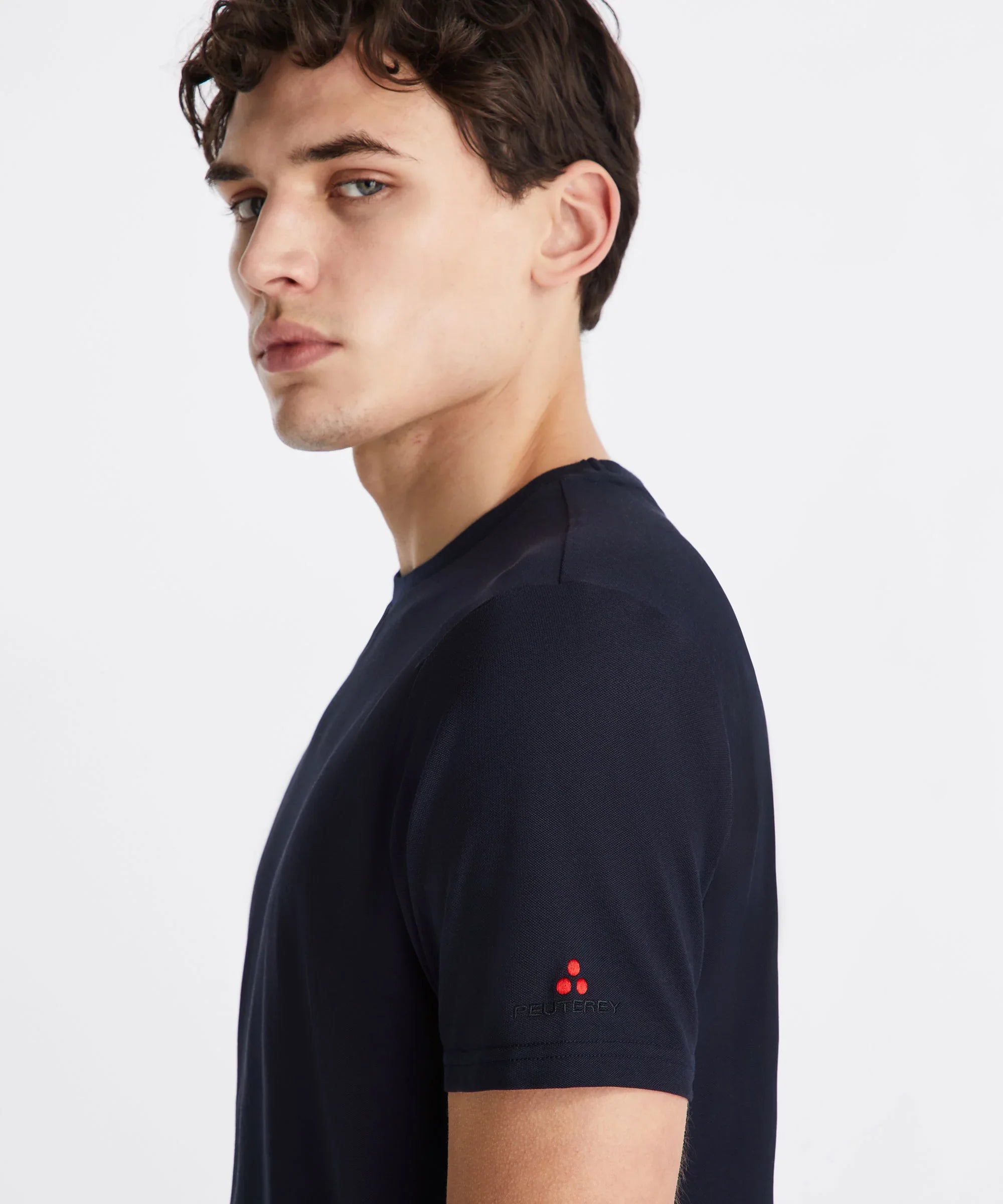 Maglietta Peuterey uomo blu navy a maniche corte con logo rosso sulla manica